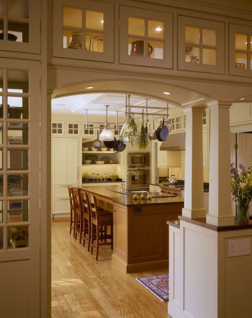 partition kitchen craftsman glass kitchens arch dining divider door island open cabinet living coolest cabinets between archway columns rooms storage