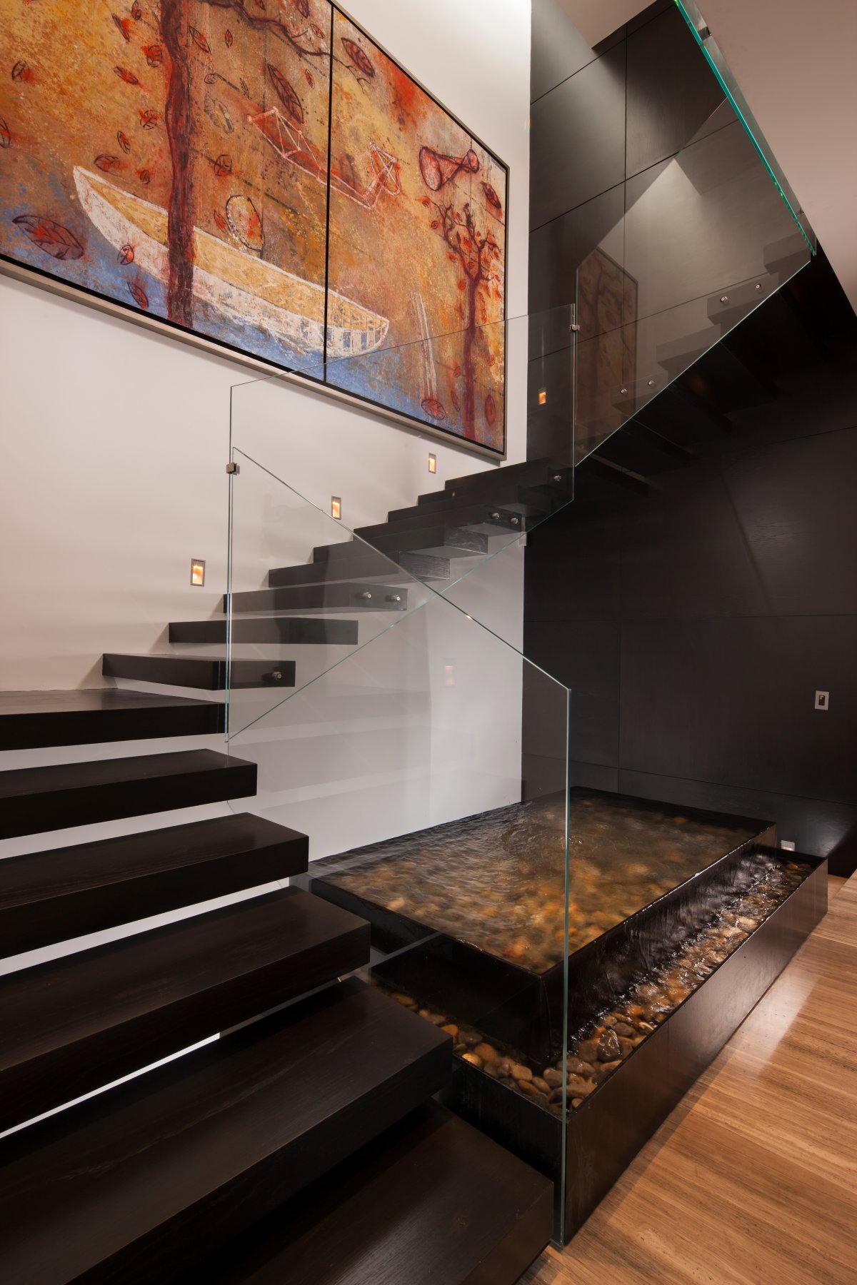 glass wall staircase stairs decor feature designs water modern graceful overall impact decoration floating stairway walls allows stand interior escalier