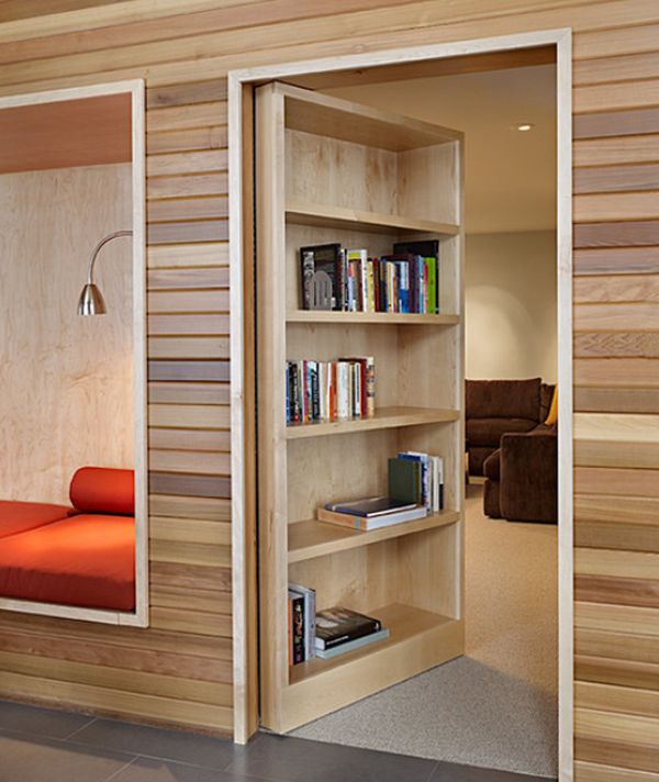 Rustic Cabin Plans Small Secret Bookshelf Door Design How To