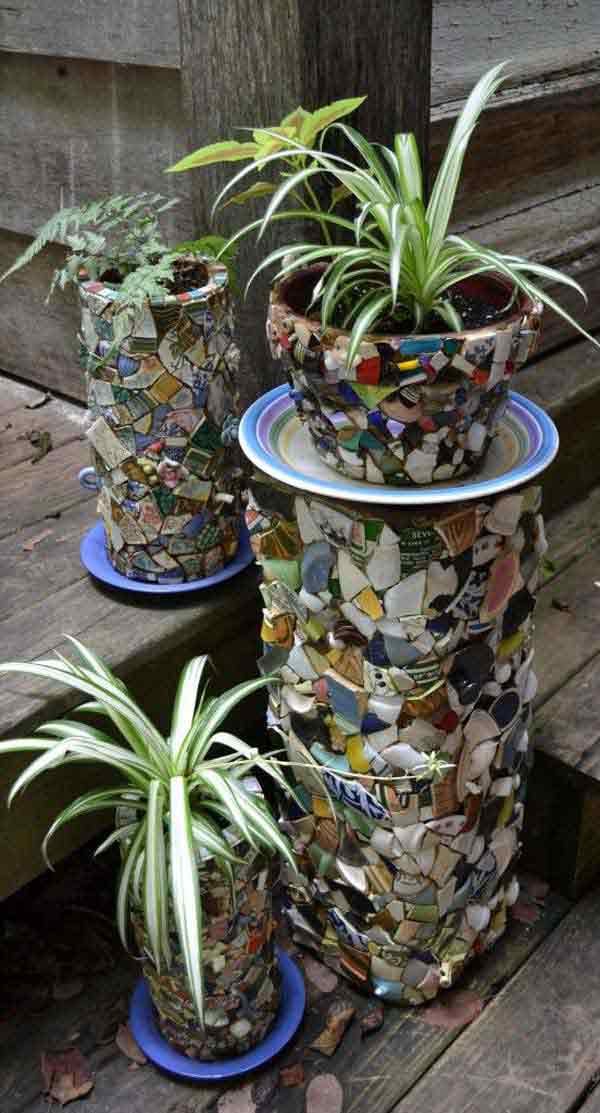 mosaic garden projects flower project mosaics stunning pots pot diy planters made patterns easy creativo riciclo plates plant din ghivece