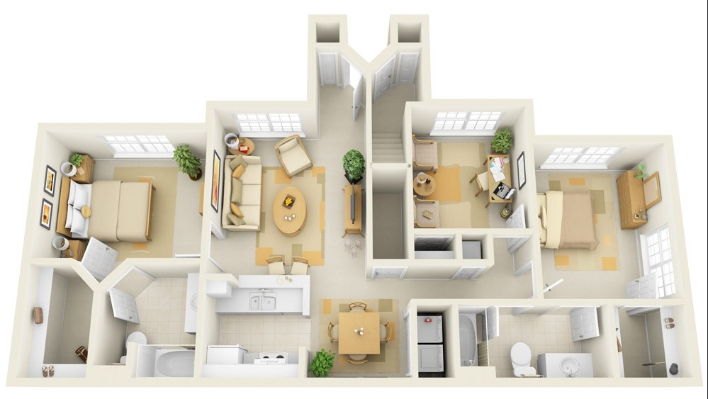 50 Three â€œ3â€ Bedroom Apartment/House Plans | Architecture & Design