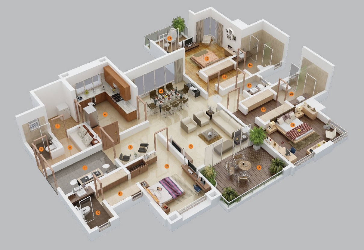 50 Three “3” Bedroom Apartment/House Plans  Architecture amp; Design