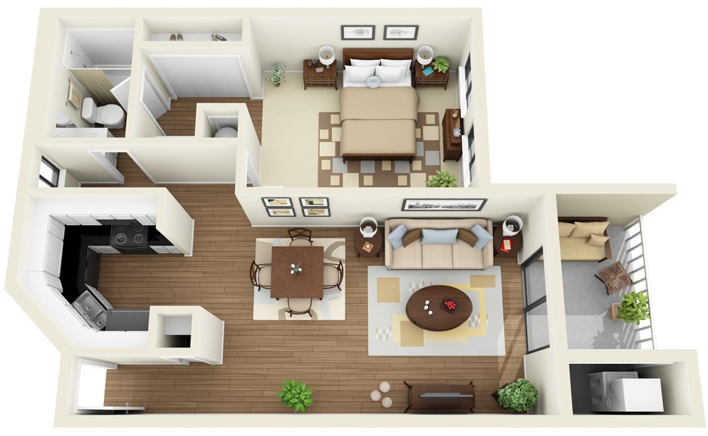 50 One   1   Bedroom  Apartment House  Plans  Architecture 