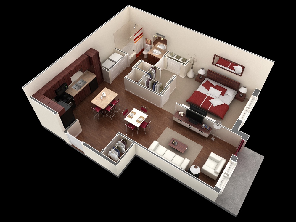 50 One "1" Bedroom Apartment/House Plans | Architecture ...