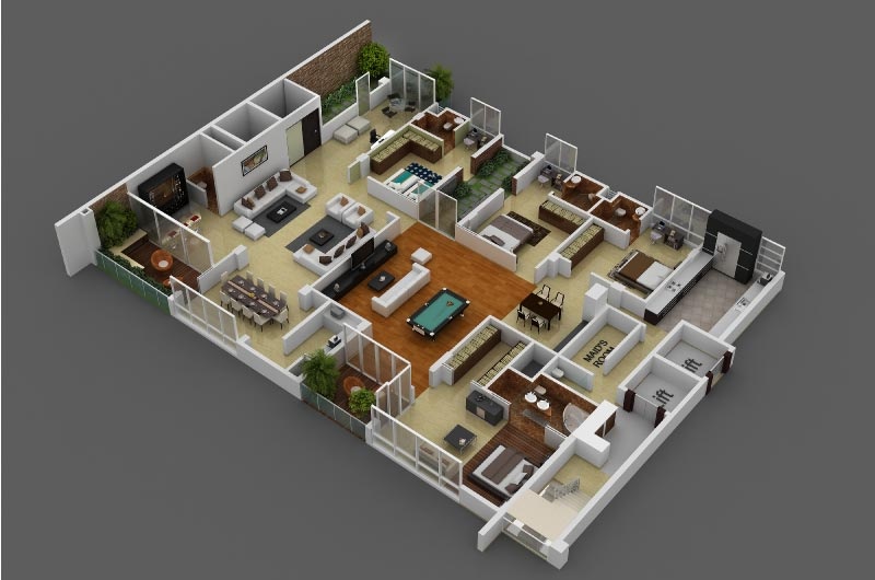 50 Four “4” Bedroom Apartment/House Plans | Architecture & Design