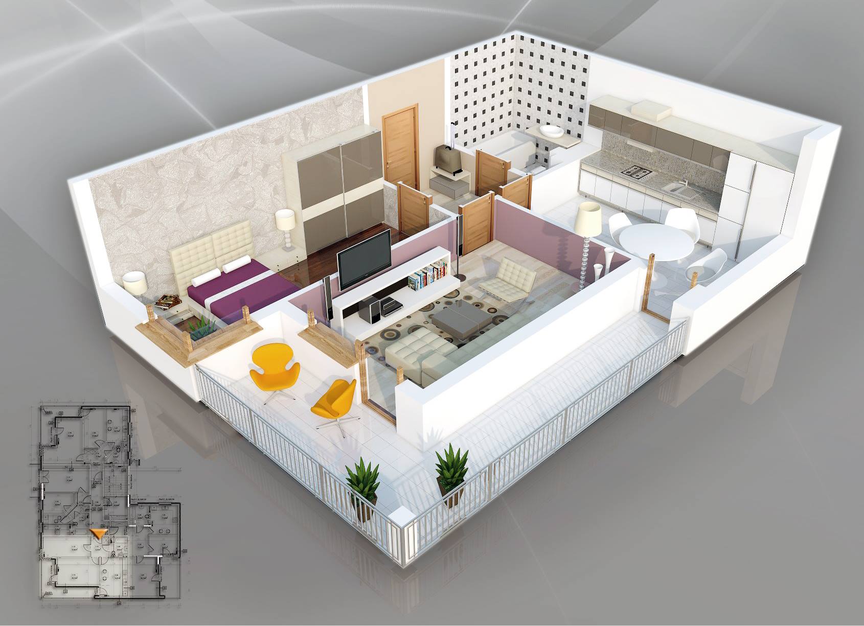 50 One “1” Bedroom Apartment/House Plans Architecture