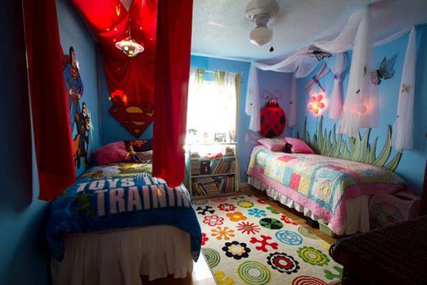 boy bedroom shared boys sharing rooms bedrooms brilliant twin decorating idea split designs decorate both different dormitorio dcwomenkickingass source together