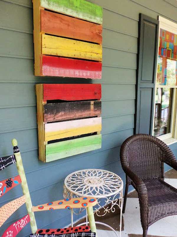 pallet interior outdoor pallets painted decor enhancing recycled projects paint wooden outside walls palets palet decoracion pared una artwork garden