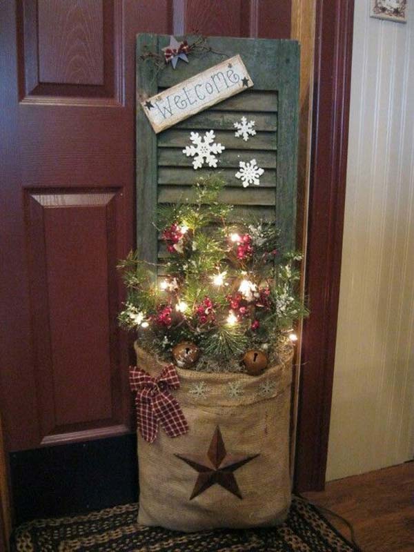 wood decorate christmas recycled primitive lights shutter decorating shutters decor window decorations crafts rustic diy burlap idea decoration bag things