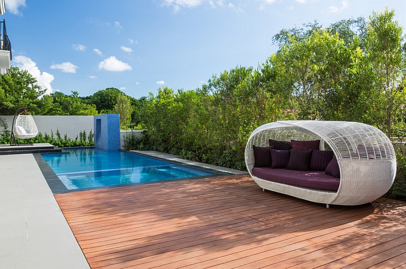 Simple Outdoor Canopy Bed That Can Be Relocated With Easy on the Patio or Swimming Pool by Touzet Studio