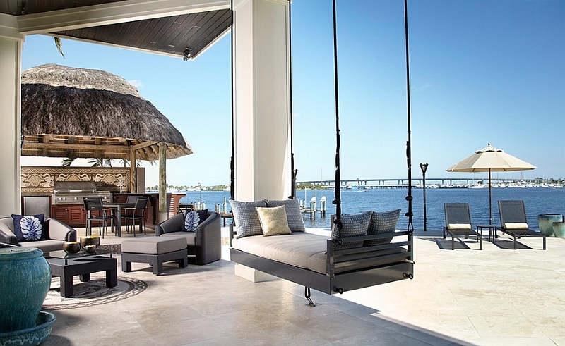 Serene Surrounding Around a Trending Hanging Outdoor Bed by James Cloud, Miami