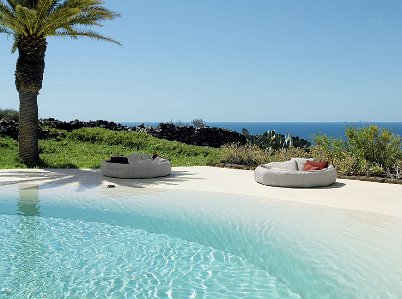 Serene Circular Outdoor Bed in a Jaw-Dropping Landscape by Escale Design