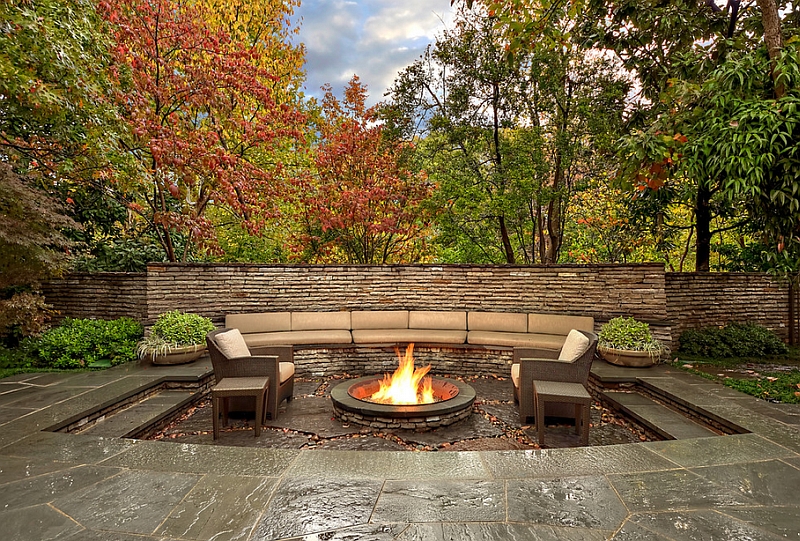 Sunken Fire Pit With A Subtle Change In The Various Levels Of The Outdoor Space