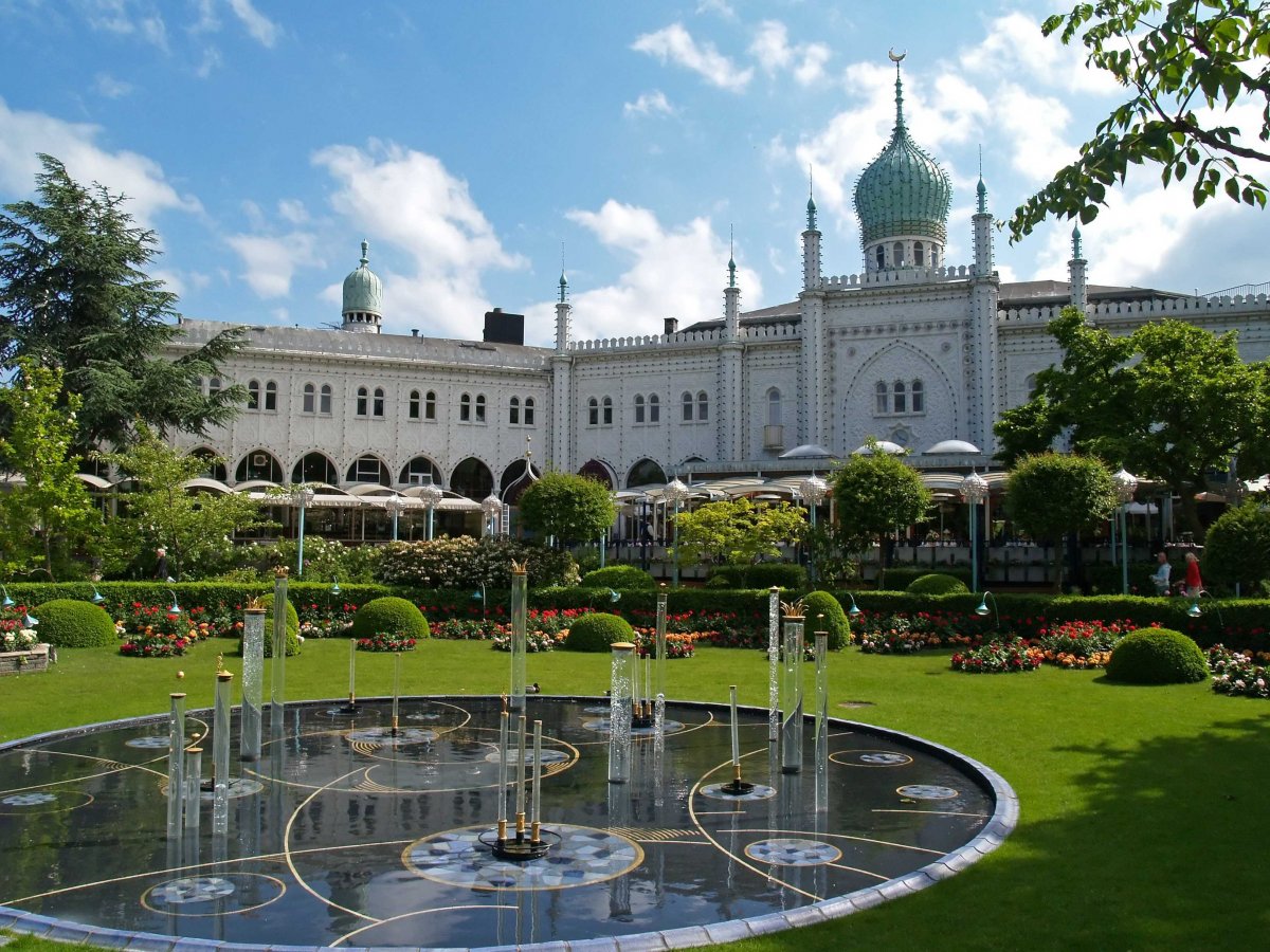 Tivoli gardens and amusement park in Copenhagen, Denmark