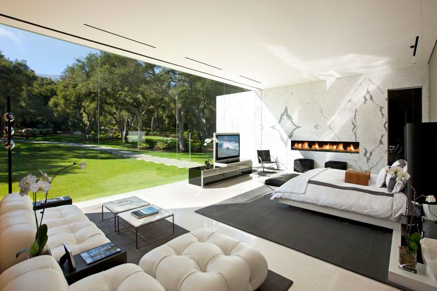 15. The Glass Pavilion modern master bedroom.