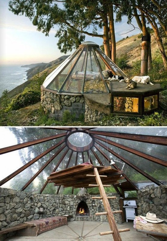 Glass Domed Greenhouse Hut In Big Sur, California By Mickey Muennig.