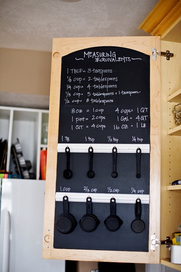 Keep them organized with a coat of chalkboard paint.