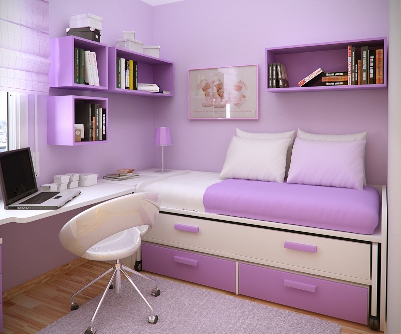 Good Looking Purple Color Floating Bookshelves