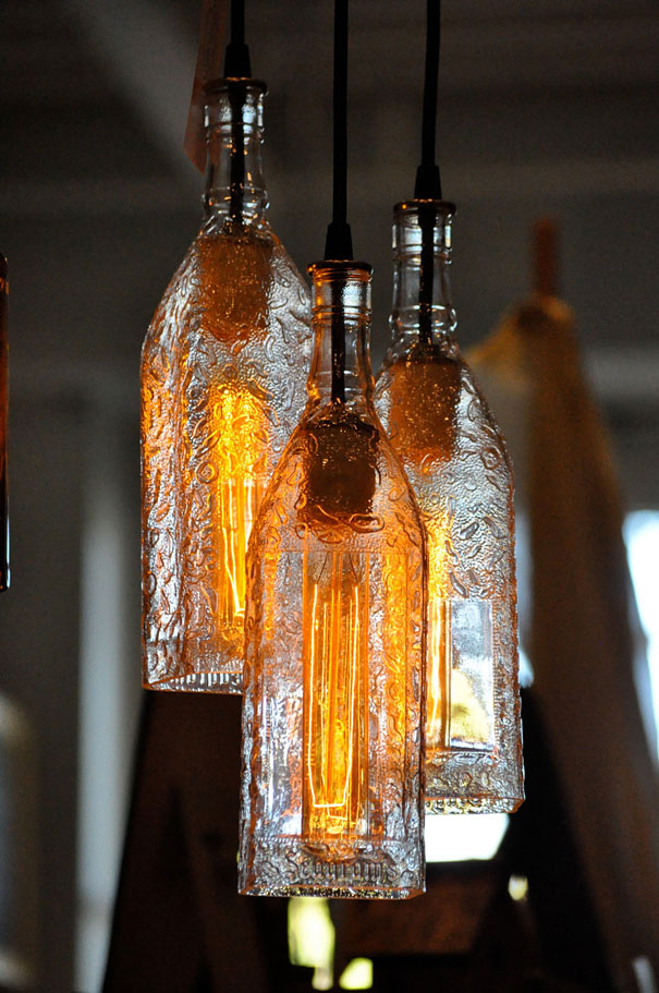 Bottles Into Pendant Lamps