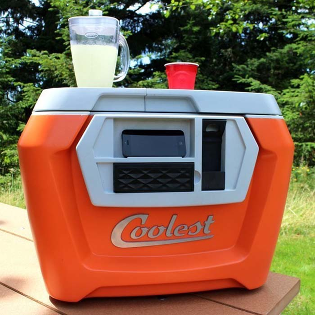 Greatest cooler ever. Comes complete with a bottler opener, a blender, and a phone charger.