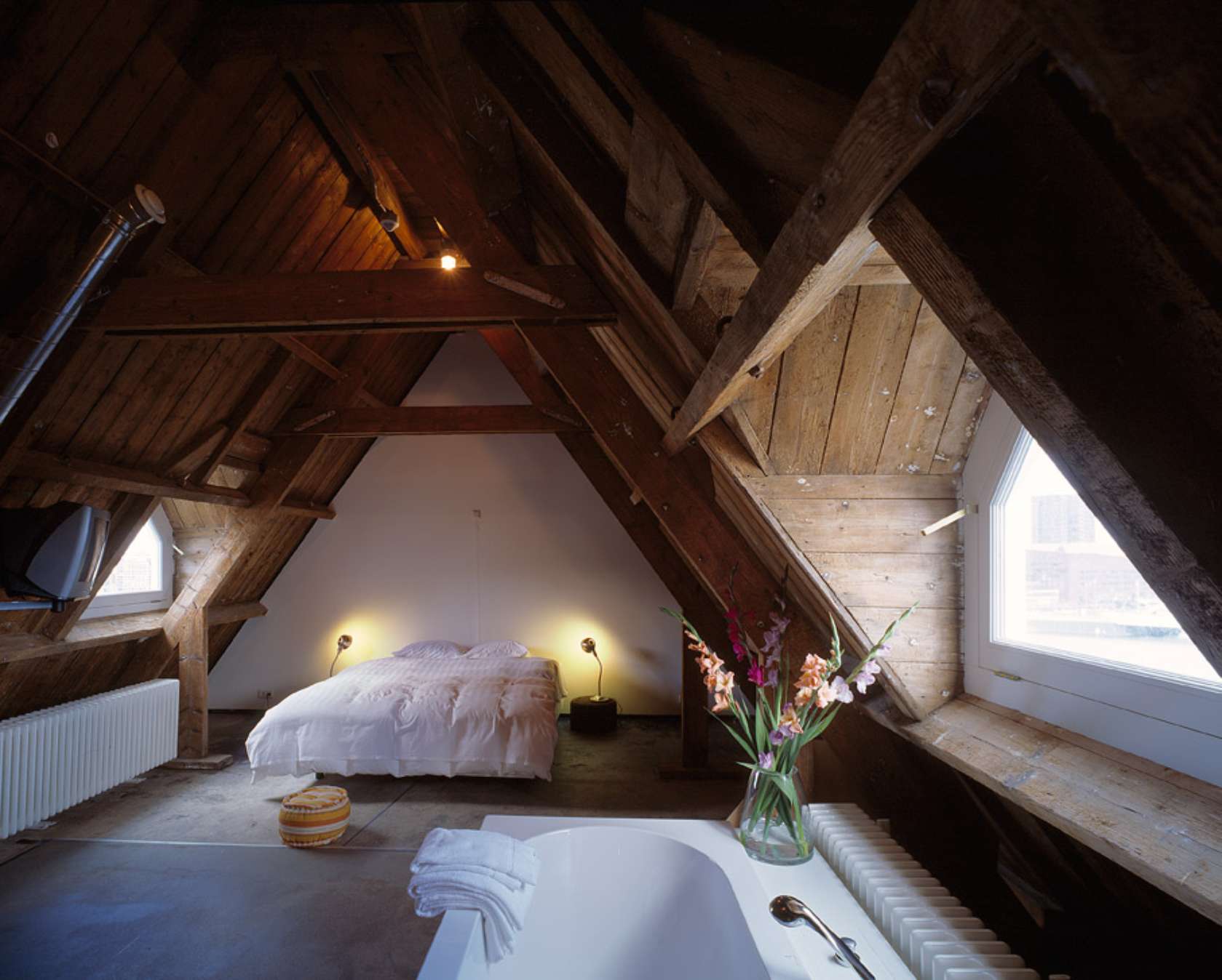 bedroom cool attic roof beams night rustic wooden designs dream exposed simple pitched something