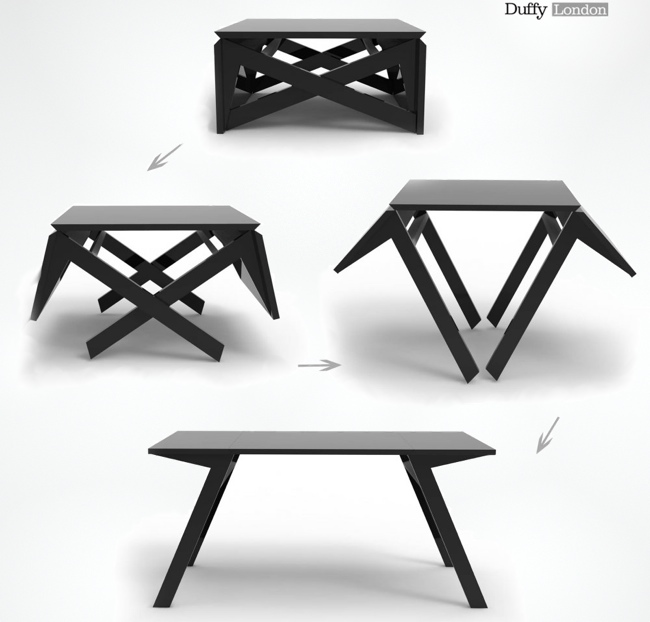 A Coffee Table that Converts in Seconds Into a Dining Table