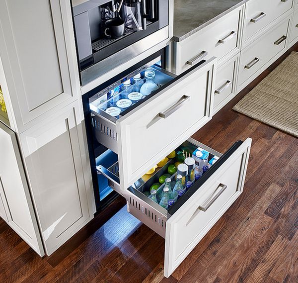 White Under-Counter Refrigerator Drawers
