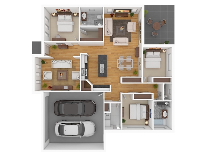 2 Bedroom Car Garage House Plan Small