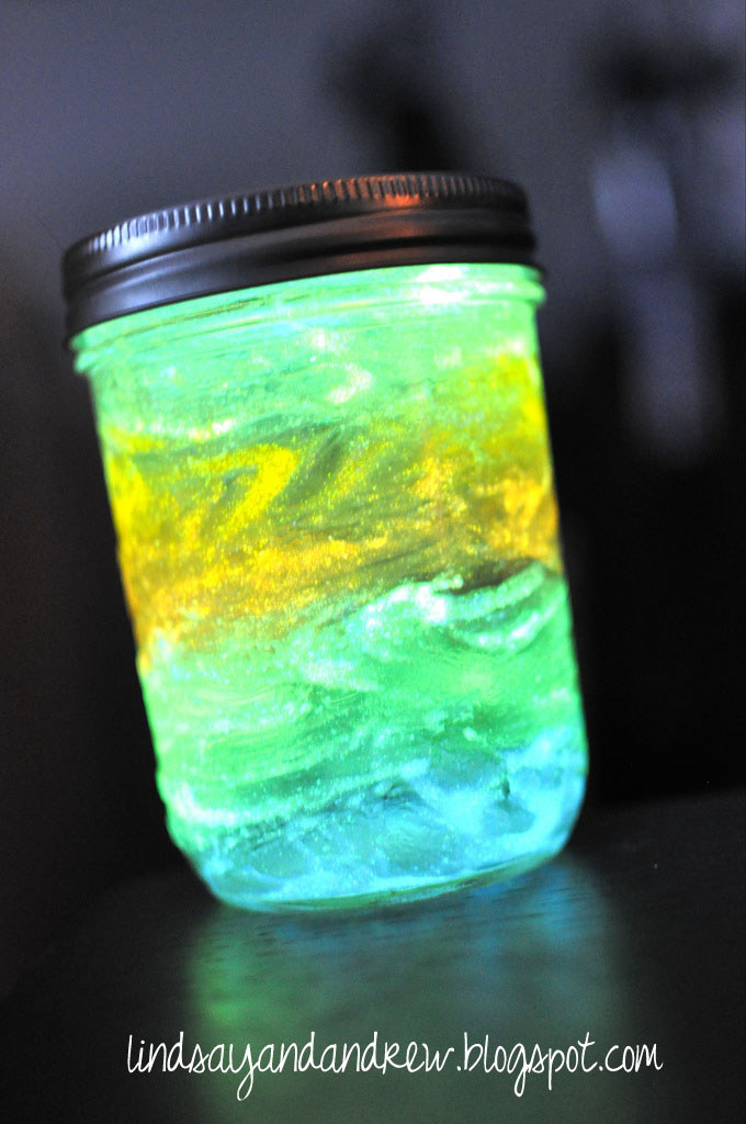 Paint the inside of a jar with non-toxic glow-in-the-dark paint for an easy DIY lantern.