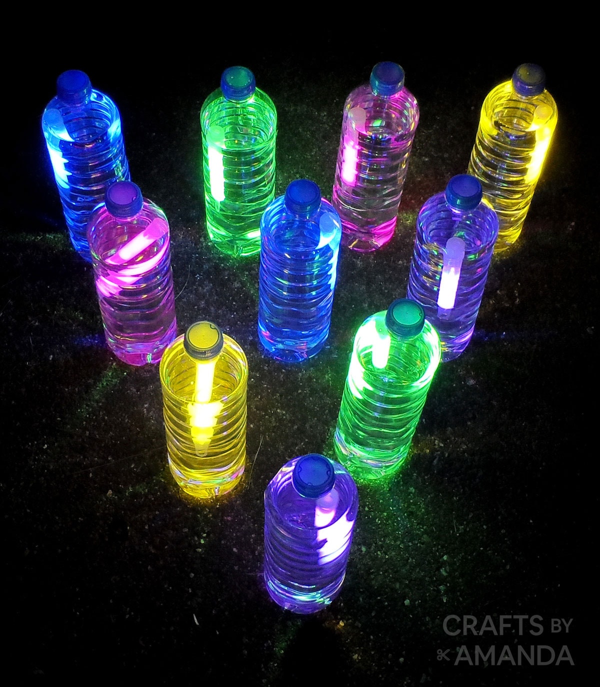 Break glow sticks into water bottles for some nighttime lawn bowling action.