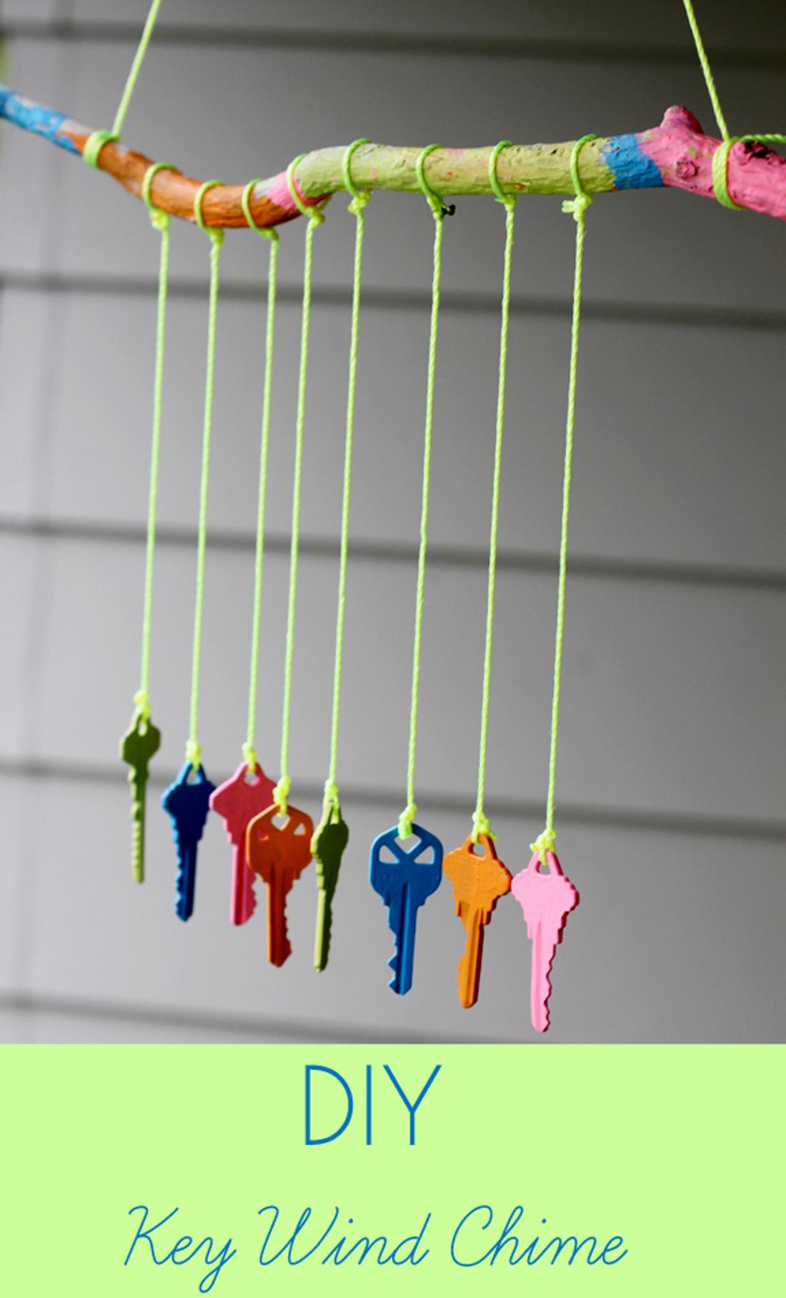 Make a wind chime out of old keys and acrylic paint.