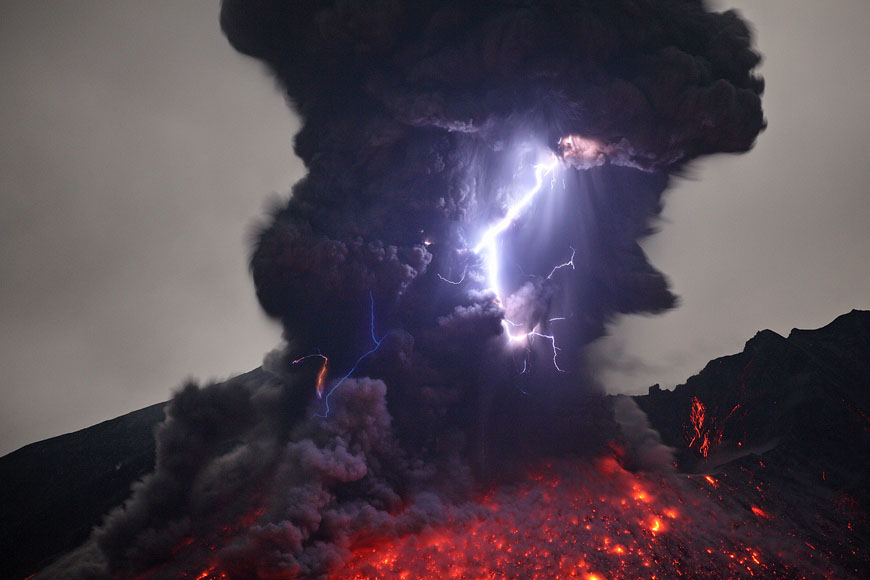 Volcanic lightning, aka “dirty thunderstorms.”