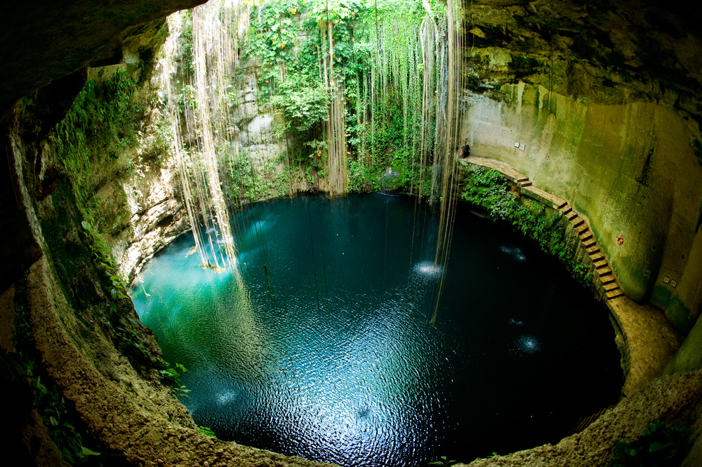 Underground natural springs in Mexico.