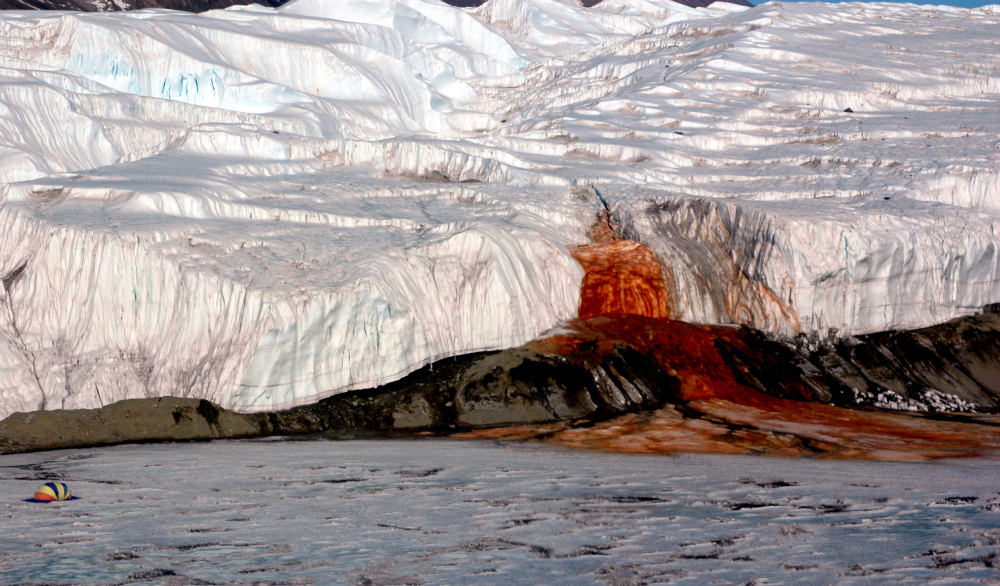 The Blood Falls in Antarctica.