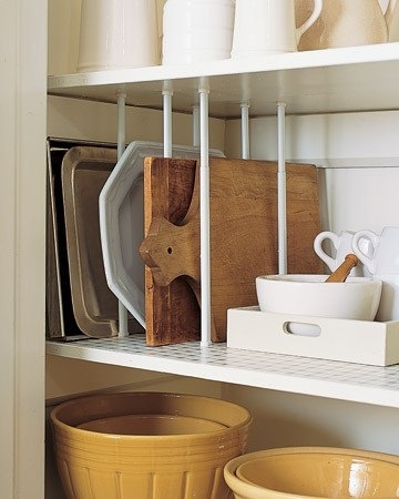 Use Tension Curtain Rods As Divider For Cupboards