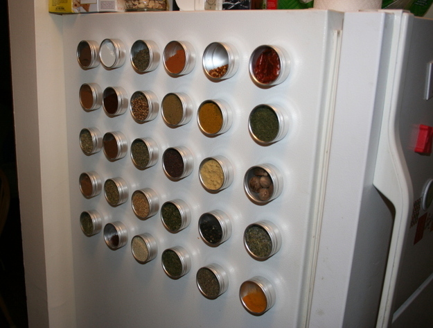 Attach Magnetic Spice Racks To The Side Of Your Fridge