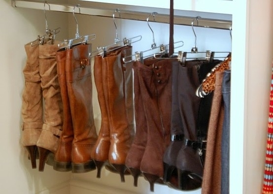 Hang Boots With Pants Hangers.