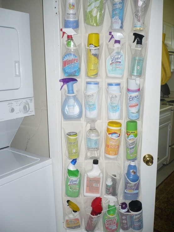 Use A Shoe Organizer To Store Cleaning Supplies
