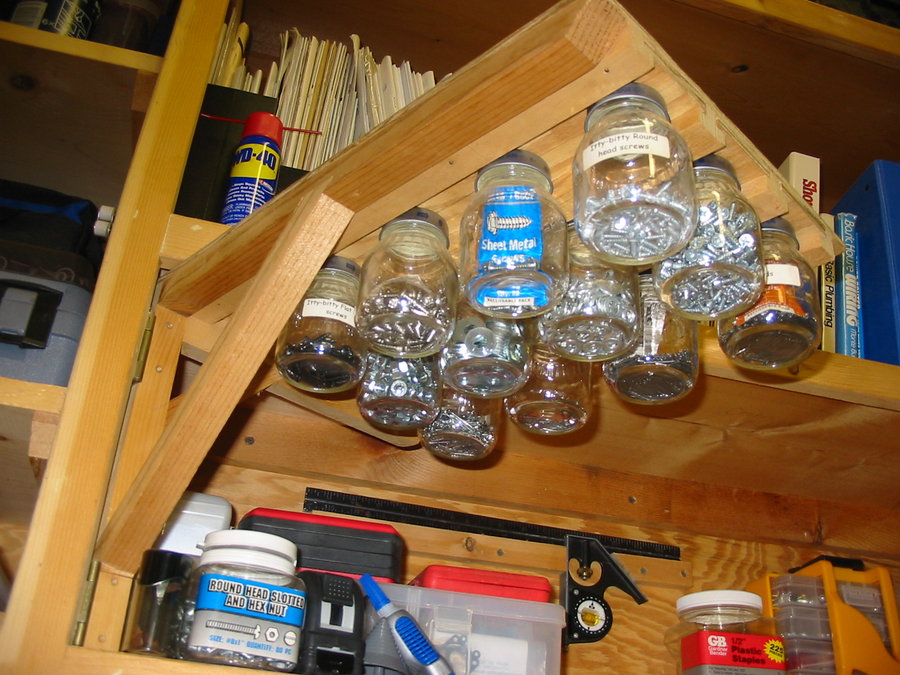Separate Nails, Screws, Batteries, And Other Small Items In Jars