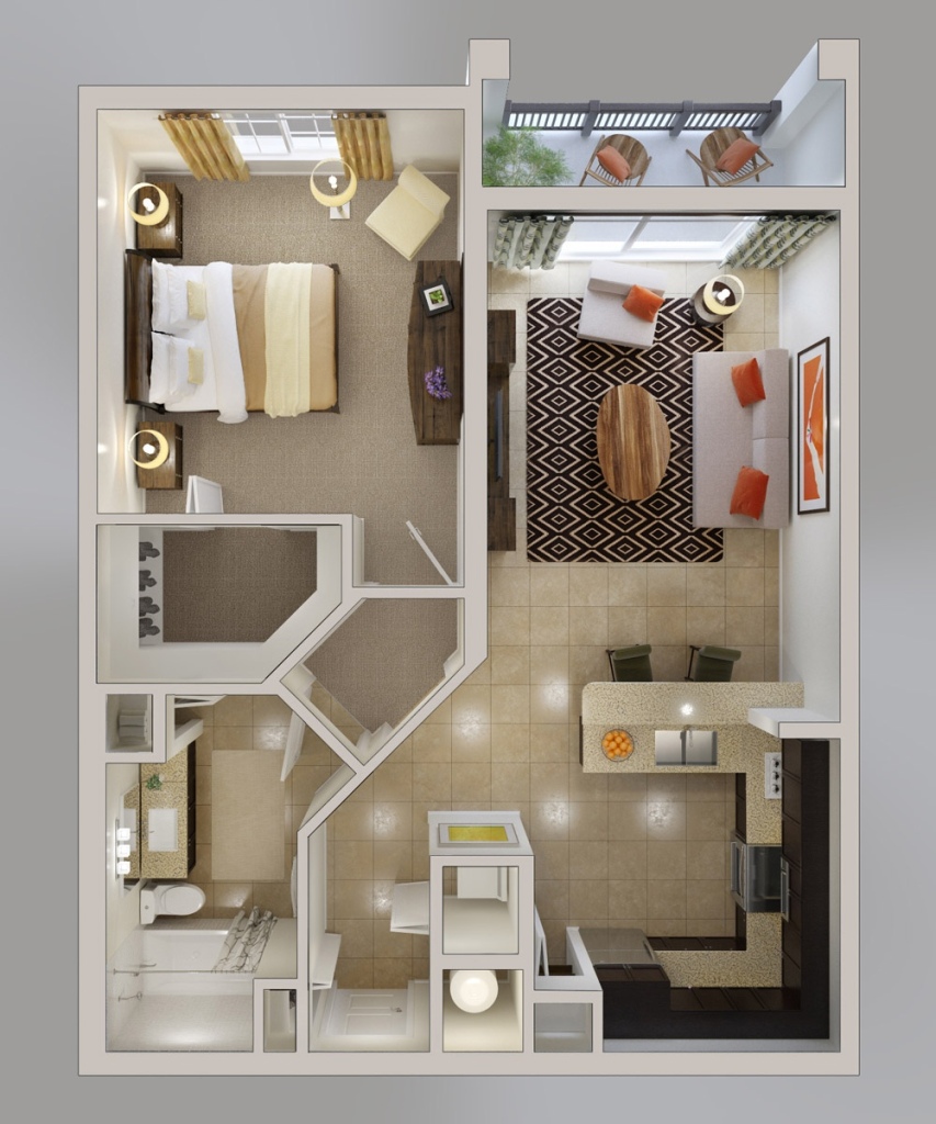 50 One “1” Bedroom Apartment/House Plans - Architecture & Design