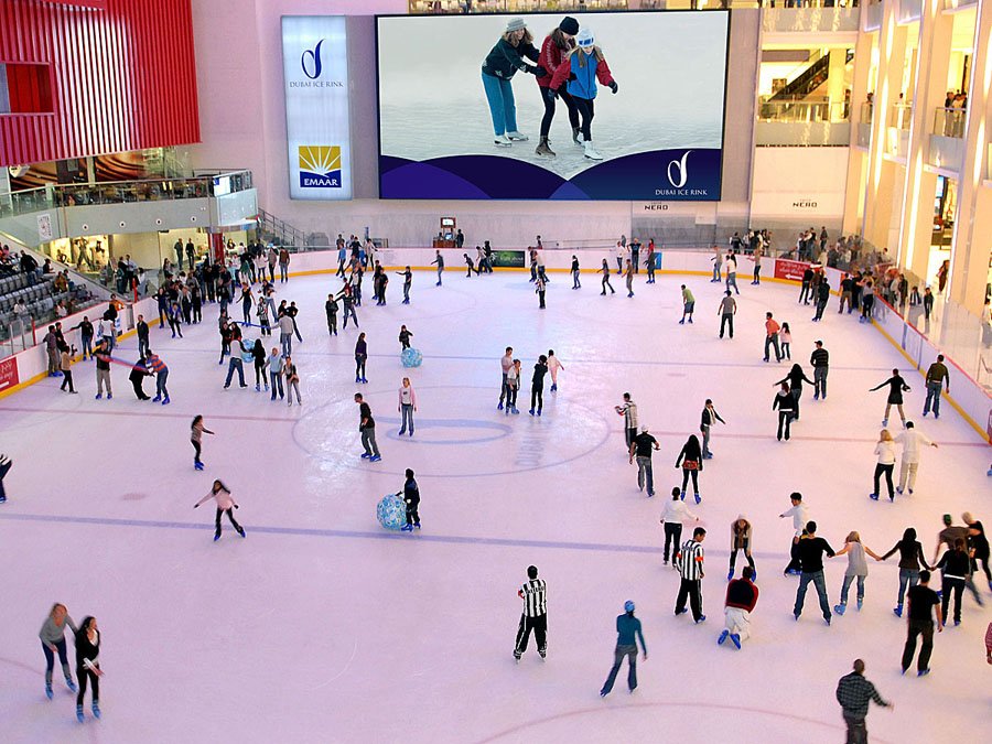 The mall is also home to an Olympic-sized ice skating rink — the first of its kind in Dubai.