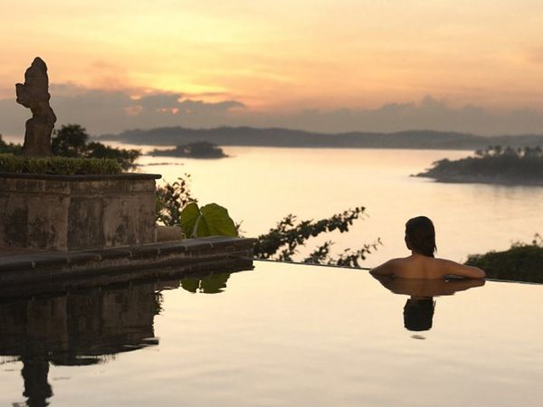 Romantic infinity pool with island views