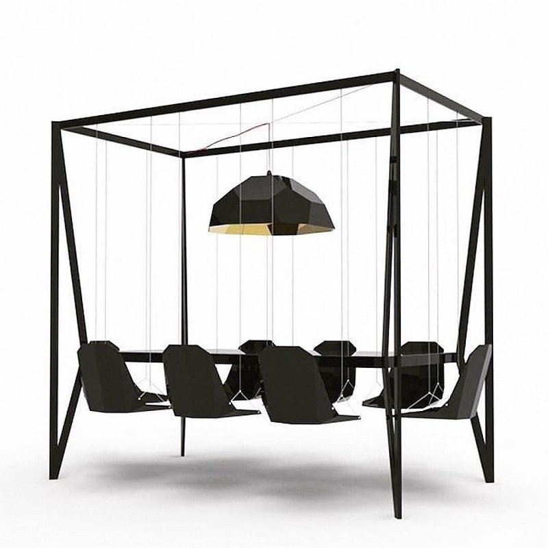 Swing Set Table: This Innovative Table With Swaying Seats Puts An End To Boring Meetings And Meal Times.