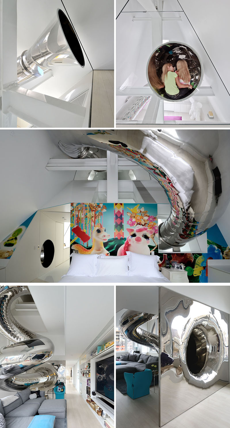 Why Take The Stairs When You Can Use This Amazing Stainless Steel Slide?