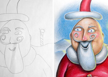 Creative Dad Colors His Kids’ Drawings During His Business Trips