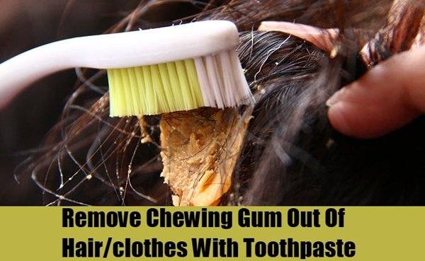 Remove gum from hair or clothing.