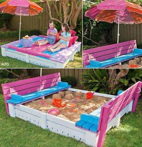 DIY Covered Sandbox With Bench Seating