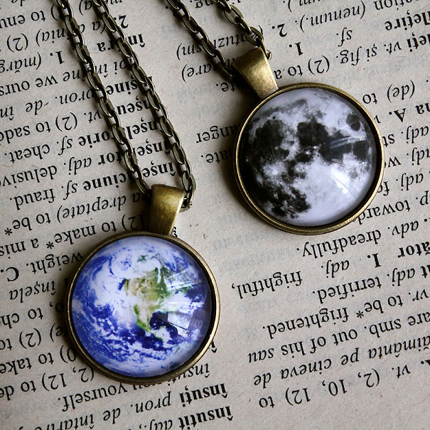 Moon And Earth Necklaces