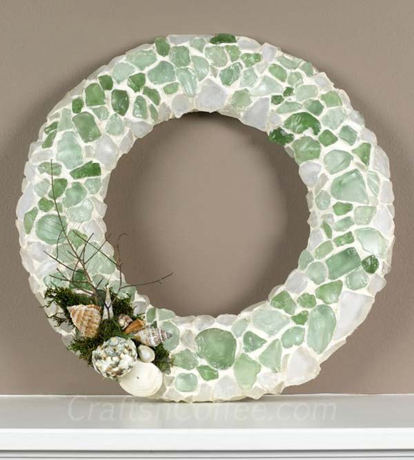 Sea Glass Mosaic Wreath: