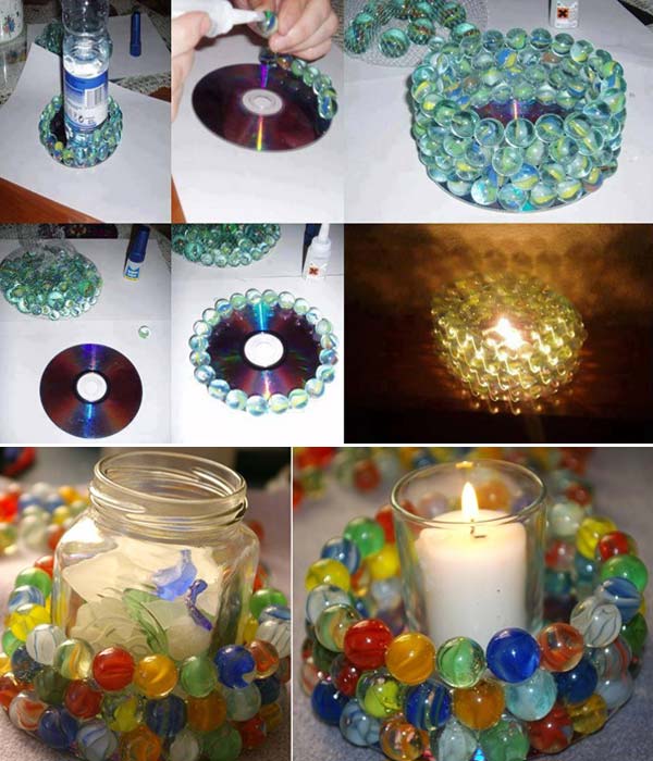 Colored Glass Candle Holders: